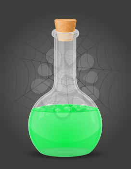 flask with magic potion witches vector illustration isolated on black background