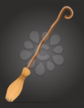 wooden witch magic broomstick vector illustration vector illustration isolated on black background