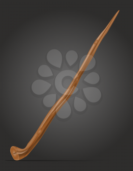 wooden witch magic wand vector illustration isolated on black background