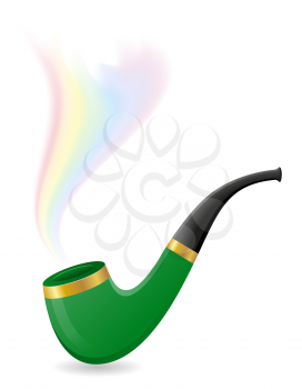 smoking pipe with rainbow smoke attribute of st patricks day vector illustration isolated on white background