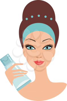 Royalty Free Clipart Image of a Woman Holding a Tube