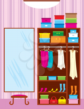 Royalty Free Clipart Image of a Wardrobe Room