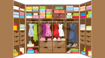 Royalty Free Clipart Image of a Walk-In Closet
