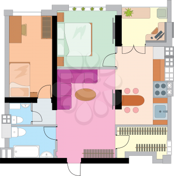 Royalty Free Clipart Image of a Floor Plan