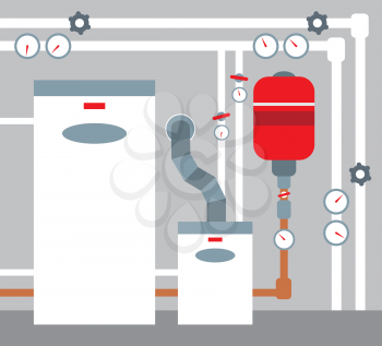 Royalty Free Clipart Image of a Furnace Room