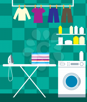 Royalty Free Clipart Image of a Laundry Room