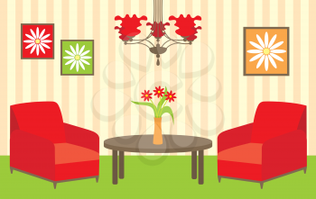 Royalty Free Clipart Image of a Living Room