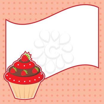 Royalty Free Clipart Image of a Cupcake With Message Cloud
