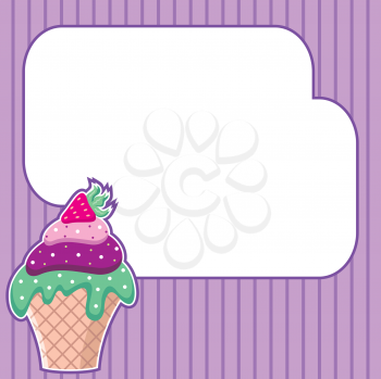 Royalty Free Clipart Image of a Cupcake With a Message Cloud