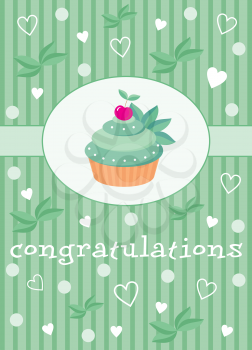 Royalty Free Clipart Image of a Cupcake on a Card