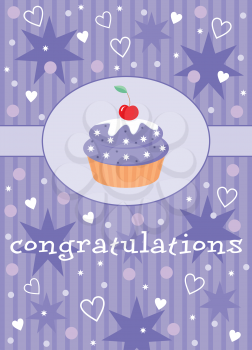 Royalty Free Clipart Image of a Cupcake on a Card