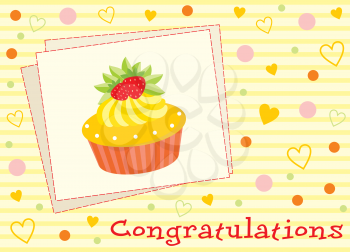 Royalty Free Clipart Image of a Card With a Cupcake