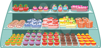 Royalty Free Clipart Image of a Bakery Display