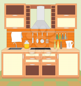 Royalty Free Clipart Image of Kitchen Cupboards