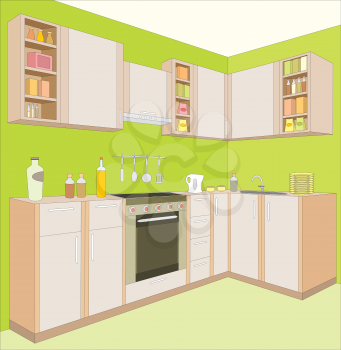 Royalty Free Clipart Image of a Kitchen