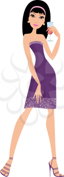 Royalty Free Clipart Image of a Woman Holding a Wineglass