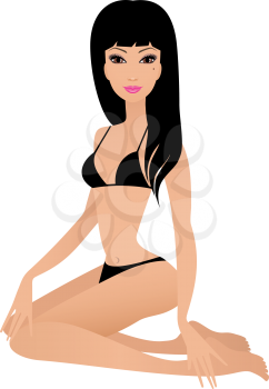 Royalty Free Clipart Image of a Woman in a Black Bikini