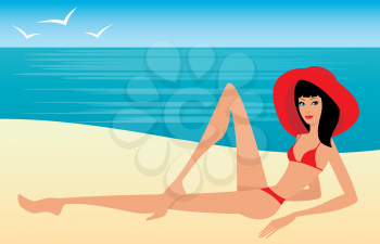 Royalty Free Clipart Image of a Woman on the Beach
