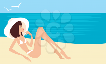 Royalty Free Clipart Image of a Woman on a Beach