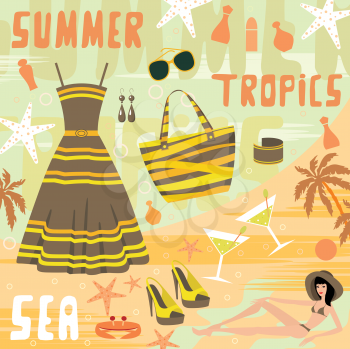 Royalty Free Clipart Image of a Summer Clothing Background