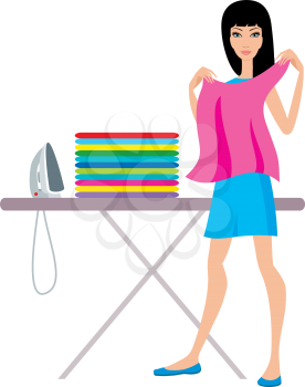 Royalty Free Clipart Image of a Woman Ironing