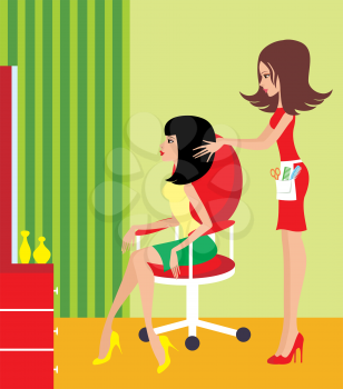 Royalty Free Clipart Image of a Woman Having Her Hair Done