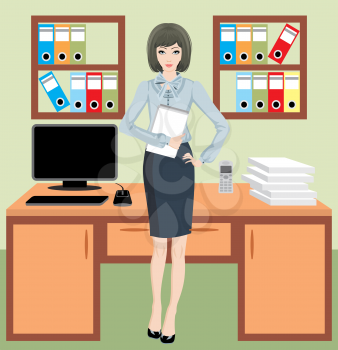 Royalty Free Clipart Image of a Businesswoman in an Office