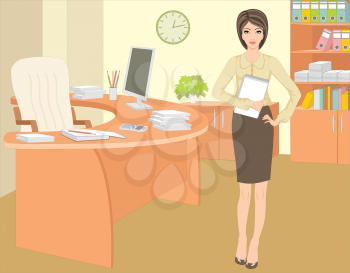 Royalty Free Clipart Image of a Woman in an Office