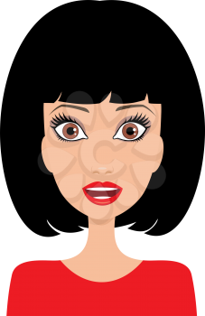 Royalty Free Clipart Image of a Young Woman Looking Scared