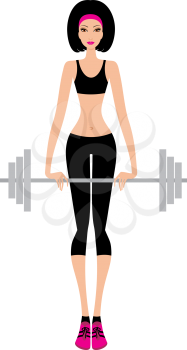 Royalty Free Clipart Image of a Woman With a Barbell