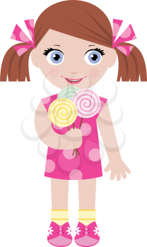 Royalty Free Clipart Image of a Little Girl With Lollipops