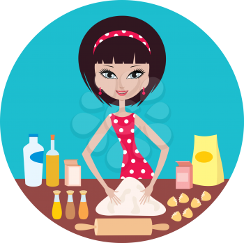 Royalty Free Clipart Image of a Woman Baking