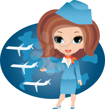 Royalty Free Clipart Image of a Flight Attendant