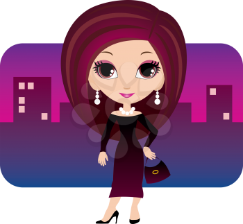 Royalty Free Clipart Image of a Woman in the City