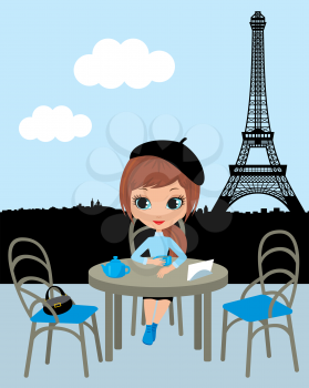 Royalty Free Clipart Image of a Woman in Paris