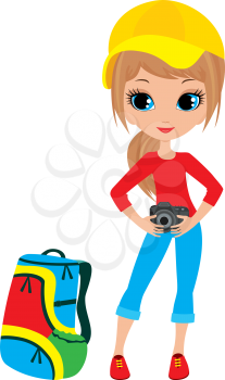 Royalty Free Clipart Image of a Girl With a Camera
