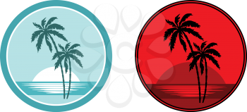 Royalty Free Clipart Image of a Tropical Beach Icons