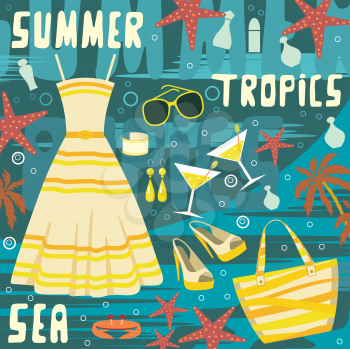 Royalty Free Clipart Image of Summer Clothes and Accessories