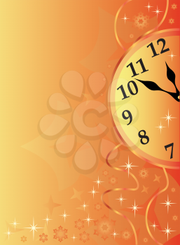Royalty Free Clipart Image of an Orange Background With a Clock Countdown
