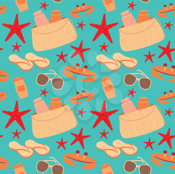 Royalty Free Clipart Image of a Beach Accessory Background