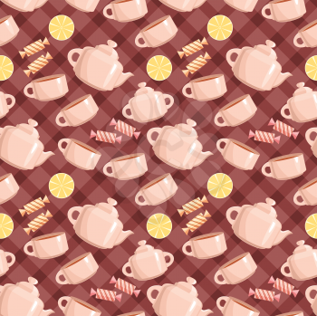 Royalty Free Clipart Image of a Tea Pattern