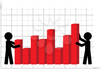 Royalty Free Clipart Image of Men With a Bar Graph
