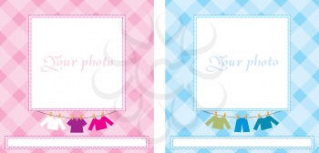 Royalty Free Clipart Image of a Frame With Clothes Hanging on a Line