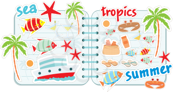 Royalty Free Clipart Image of Summer and Tropics Elements
