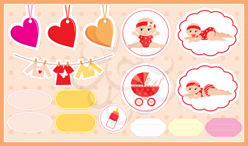 Royalty Free Clipart Image of Baby Scrapbooking Elements