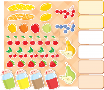 Royalty Free Clipart Image of Fruit and Jam Elements