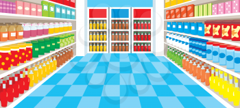 Royalty Free Clipart Image of a Grocery Store Aisle