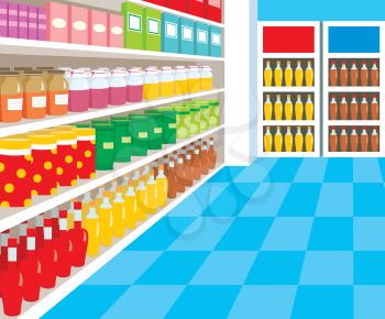 Royalty Free Clipart Image of a Supermarket Aisle