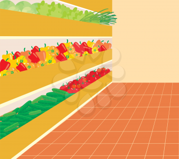 Royalty Free Clipart Image of a Vegetable Aisle