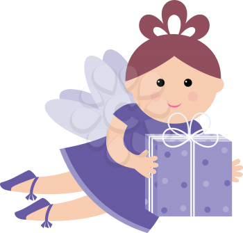 Royalty Free Clipart Image of a Fairy With a Gift